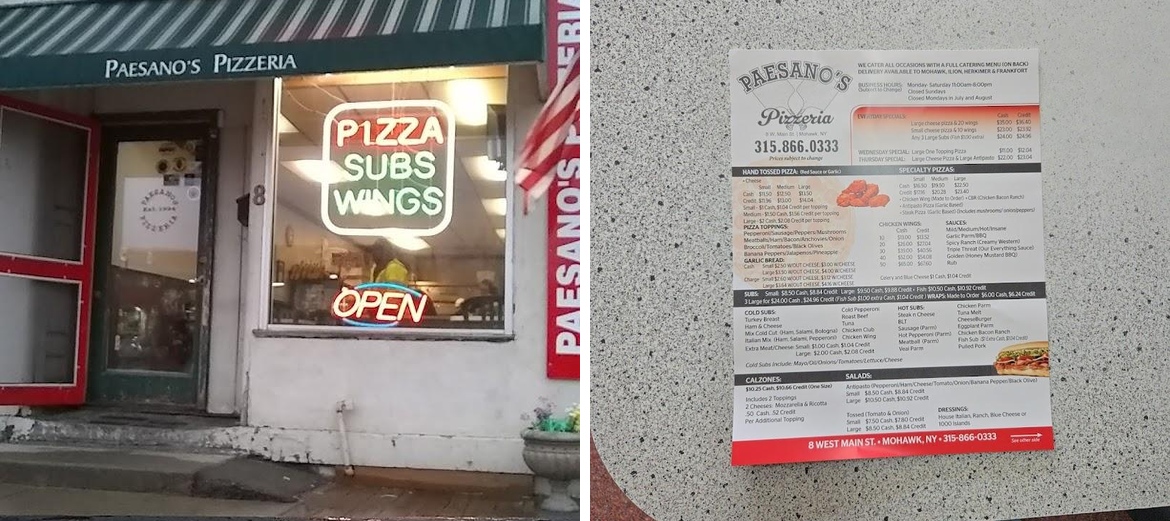Paesano's Pizzeria Menu
