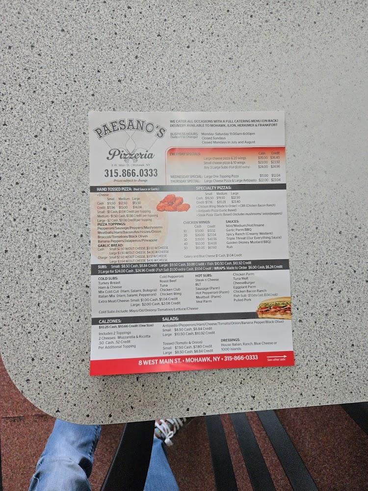 Paesano's Pizzeria Menu image 1